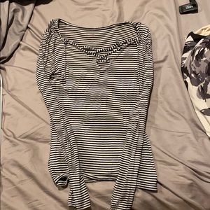 Striped lace up long sleeve